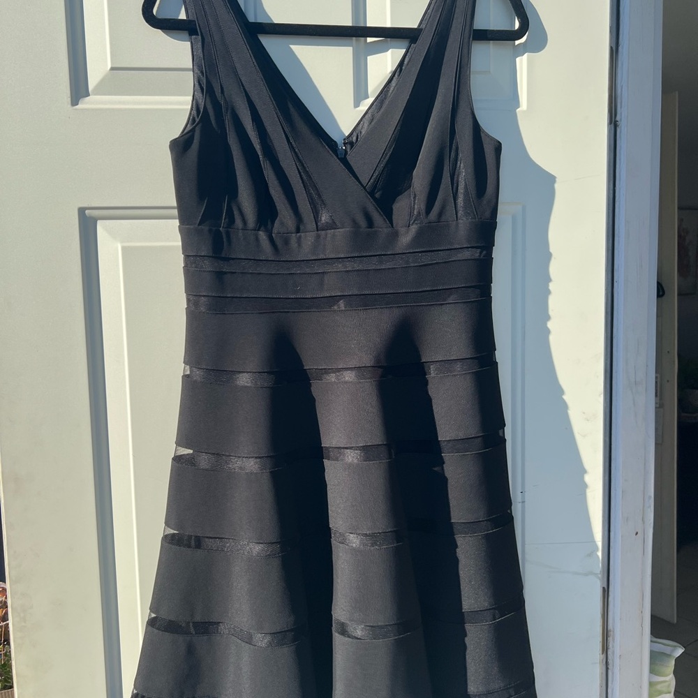White House Black Market Black Striped Mini Dress